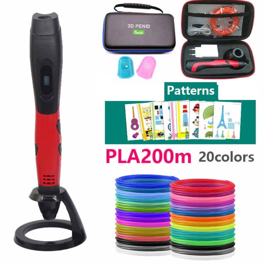 3D pen with filament 1.75mm PLA/ABS led display